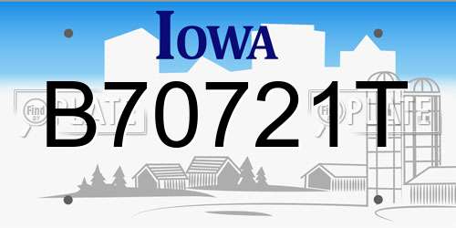 B70721T Iowa License Plate