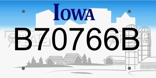 B70766B Iowa License Plate