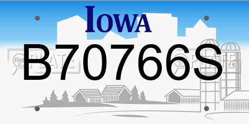 B70766S Iowa License Plate