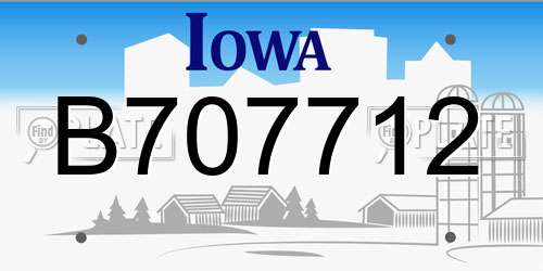 B707712 Iowa License Plate
