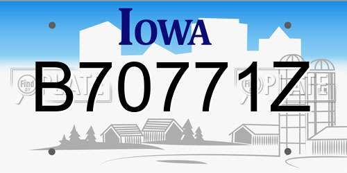 B70771Z Iowa License Plate