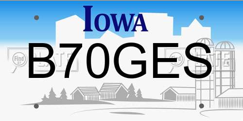 B70GES Iowa License Plate