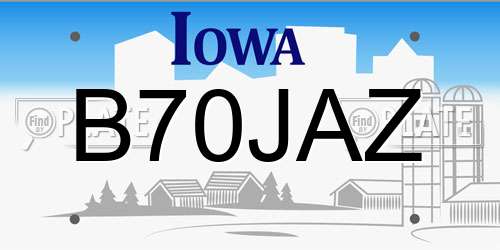 B70JAZ Iowa License Plate