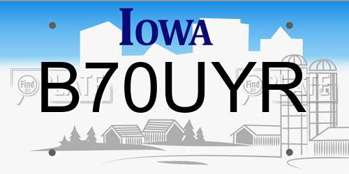 B70UYR Iowa License Plate