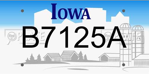 B7125A Iowa License Plate