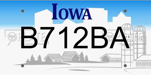 B712BA Iowa License Plate