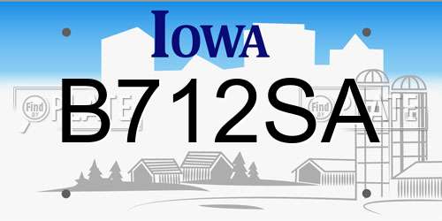 B712SA Iowa License Plate