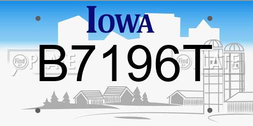 B7196T Iowa License Plate