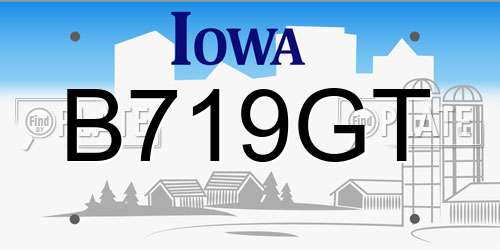 B719GT Iowa License Plate