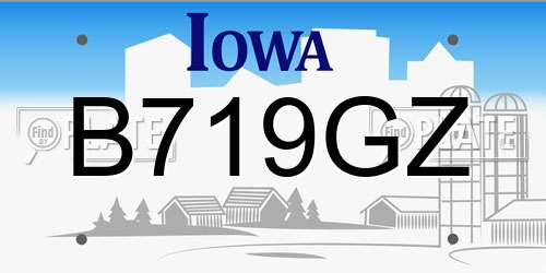 B719GZ Iowa License Plate