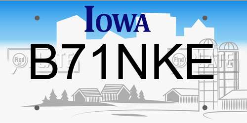 B71NKE Iowa License Plate