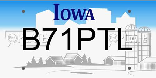 B71PTL Iowa License Plate