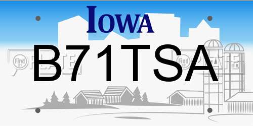 B71TSA Iowa License Plate