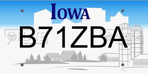 B71ZBA Iowa License Plate