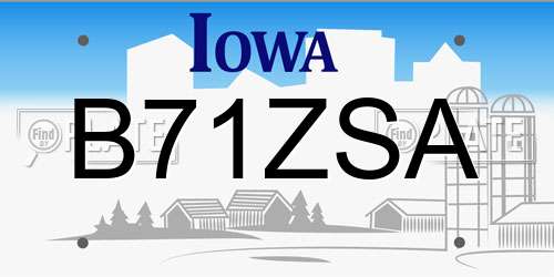 B71ZSA Iowa License Plate
