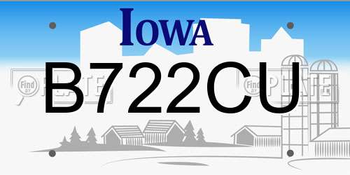 B722CU Iowa License Plate