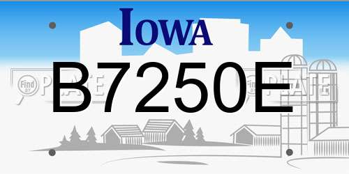 B7250E Iowa License Plate