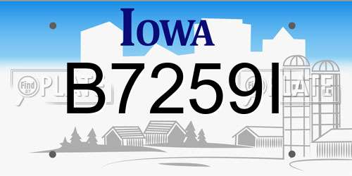 B7259I Iowa License Plate