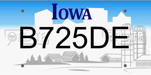 B725DE Iowa License Plate
