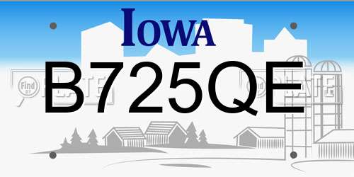 B725QE Iowa License Plate