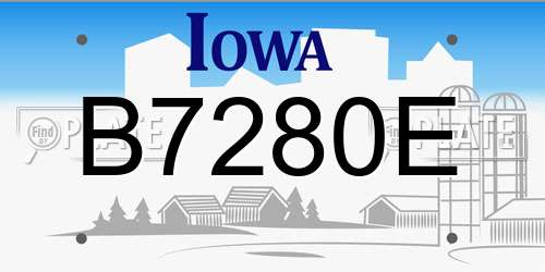 B7280E Iowa License Plate