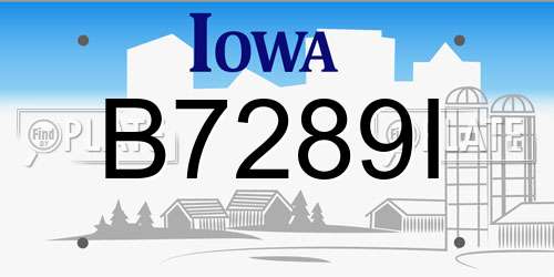 B7289I Iowa License Plate