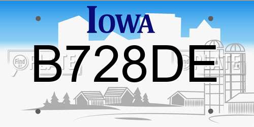 B728DE Iowa License Plate