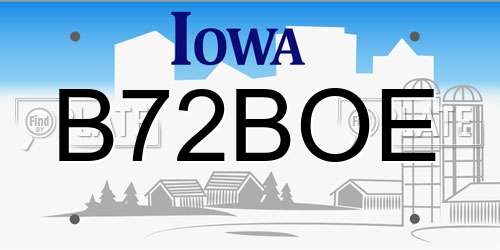 B72BOE Iowa License Plate