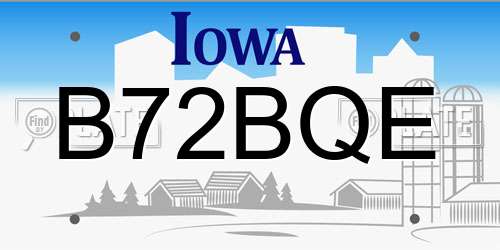 B72BQE Iowa License Plate