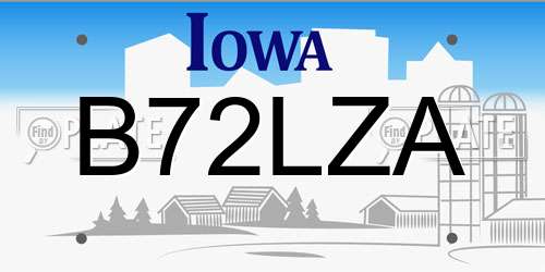 B72LZA Iowa License Plate