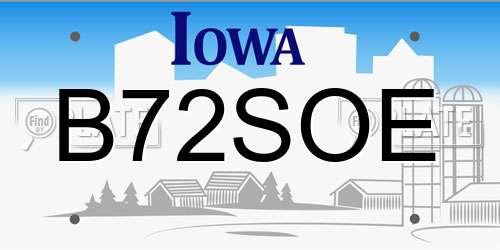 B72SOE Iowa License Plate
