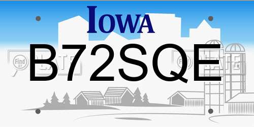 B72SQE Iowa License Plate