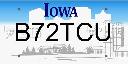 B72TCU Iowa License Plate