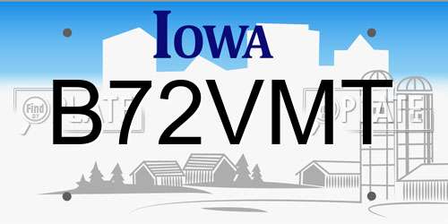 B72VMT Iowa License Plate