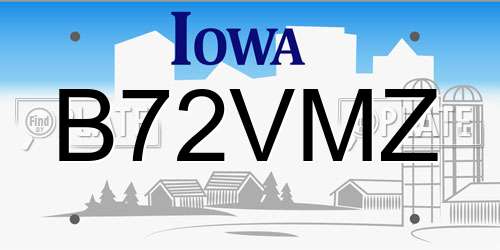 B72VMZ Iowa License Plate