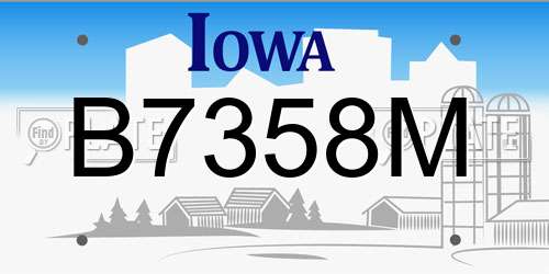 B7358M Iowa License Plate