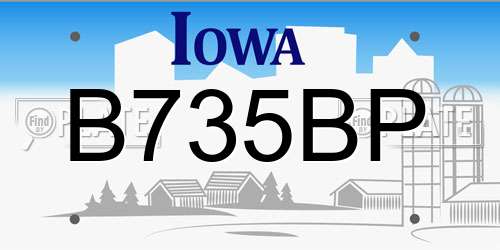 B735BP Iowa License Plate