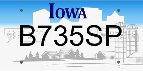 B735SP Iowa License Plate