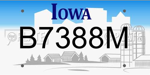B7388M Iowa License Plate