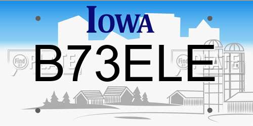 B73ELE Iowa License Plate