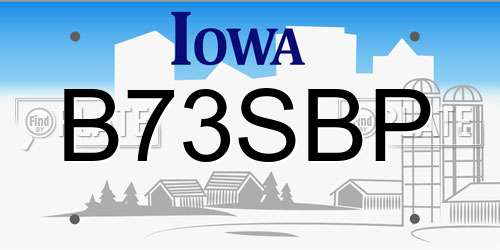 B73SBP Iowa License Plate