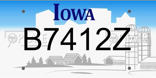 B7412Z Iowa License Plate