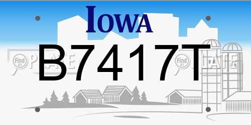 B7417T Iowa License Plate