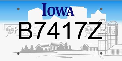 B7417Z Iowa License Plate