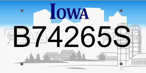 B74265S Iowa License Plate
