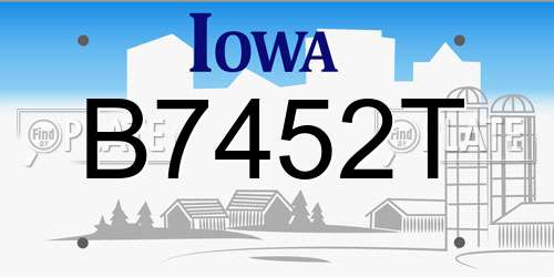 B7452T Iowa License Plate