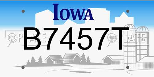 B7457T Iowa License Plate