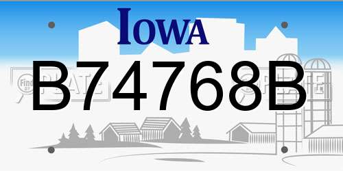 B74768B Iowa License Plate