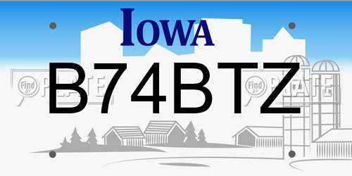 B74BTZ Iowa License Plate