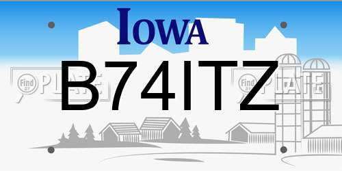 B74ITZ Iowa License Plate